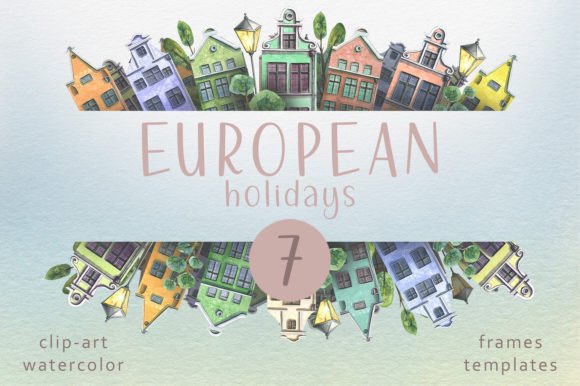 Old European Houses Watercolor Templates: A Designer's Travel Diary